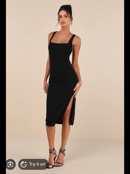 Lulus Dresses & Skirts - Lulus NWT Vibrant Allure Black Square Neck Sleeveless Bodycon Midi Dress Medium